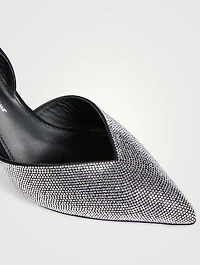 Crystal-Embellished Satin Slingback Pumps