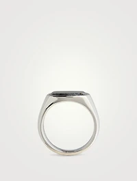 Medium Larvikite Sterling Silver Cushion Ring