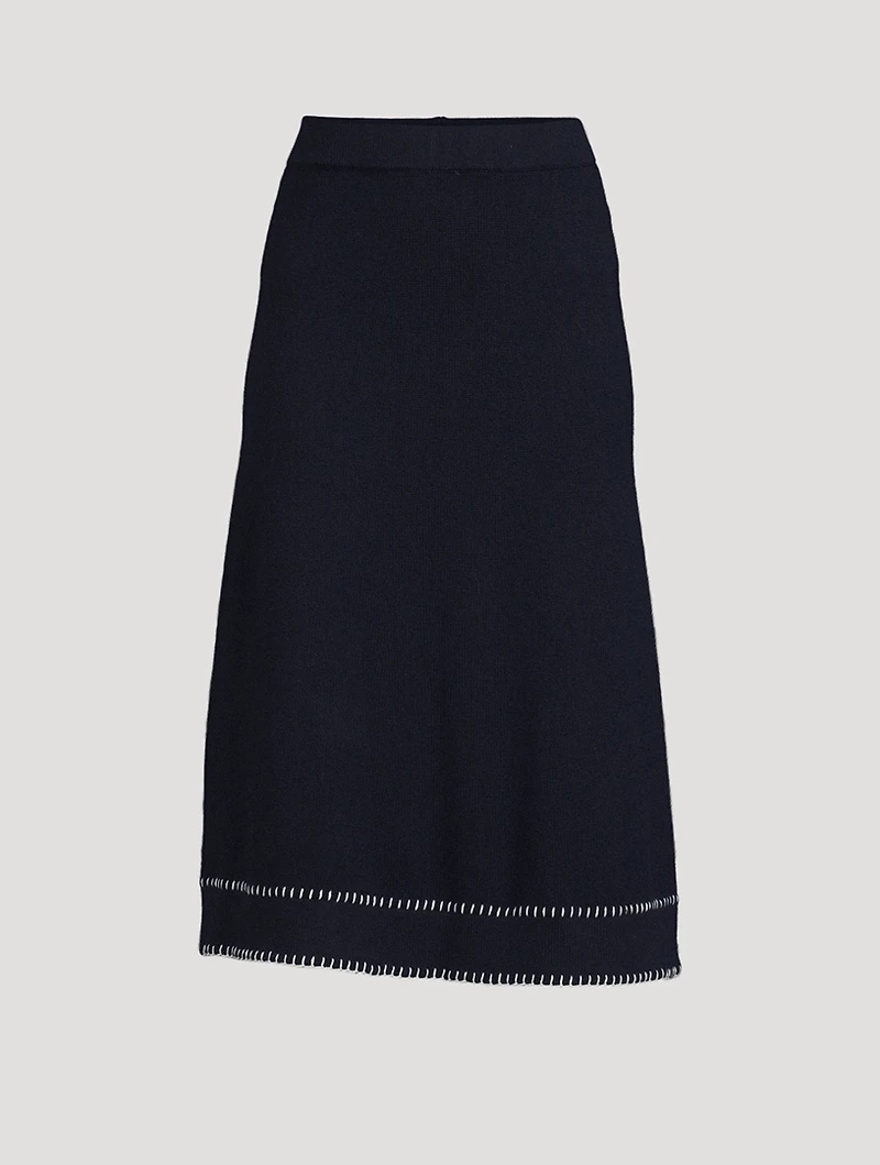 Adele Whipstitch Cashmere Midi Skirt
