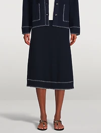 Adele Whipstitch Cashmere Midi Skirt