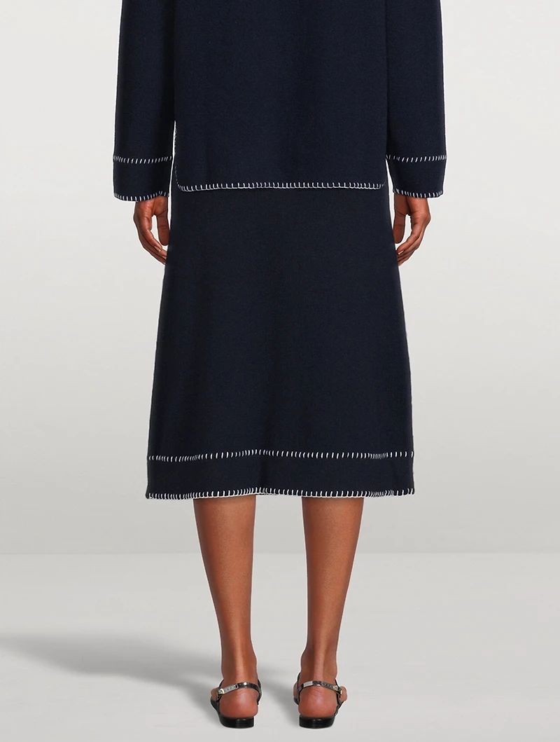 Adele Whipstitch Cashmere Midi Skirt