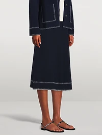 Adele Whipstitch Cashmere Midi Skirt