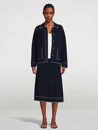 Adele Whipstitch Cashmere Midi Skirt