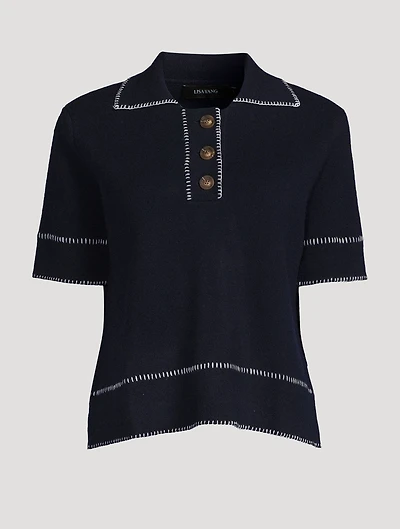 Bobby Whipstitch Cashmere Polo Sweater