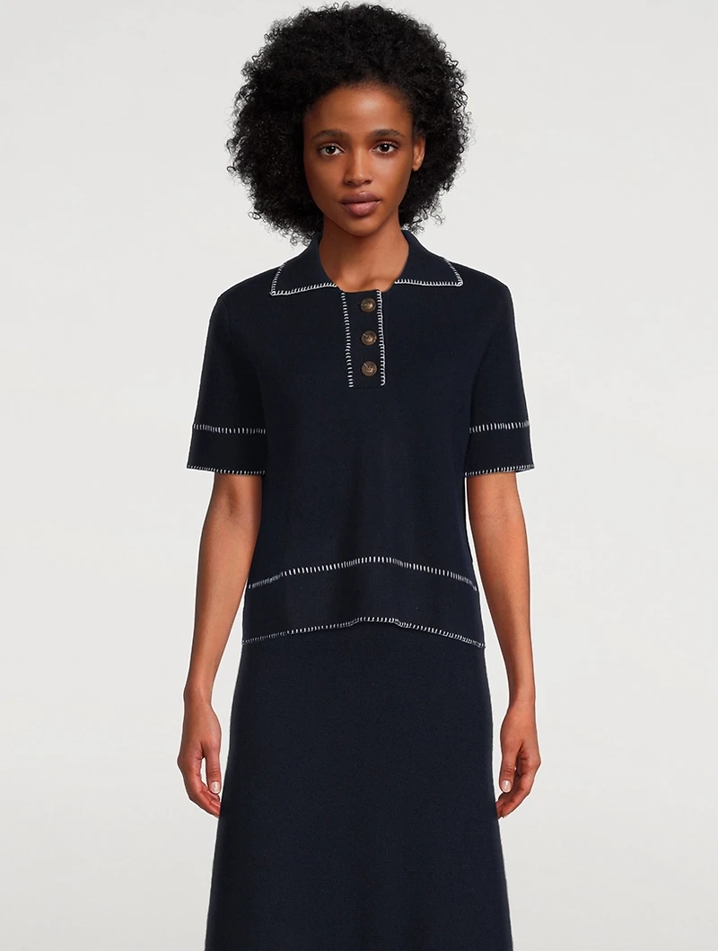 Bobby Whipstitch Cashmere Polo Sweater