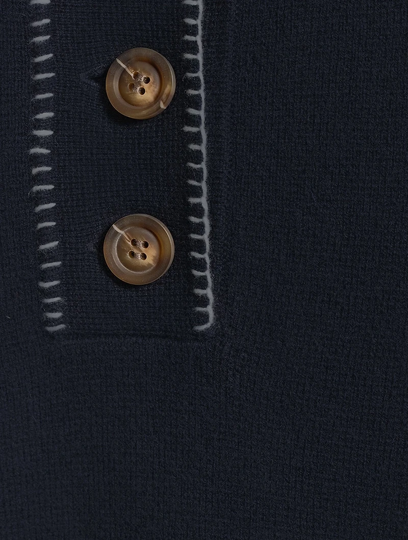 Bobby Whipstitch Cashmere Polo Sweater