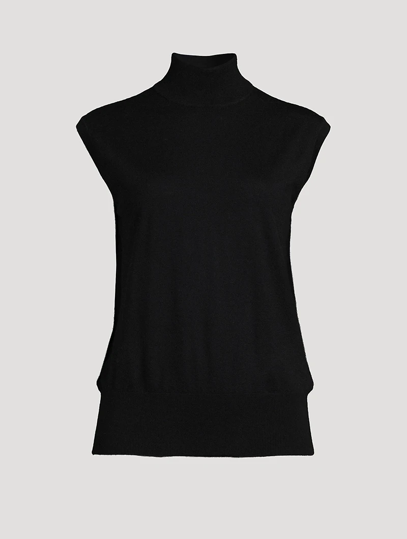 Cynthia Sleeveless Cashmere Turtleneck