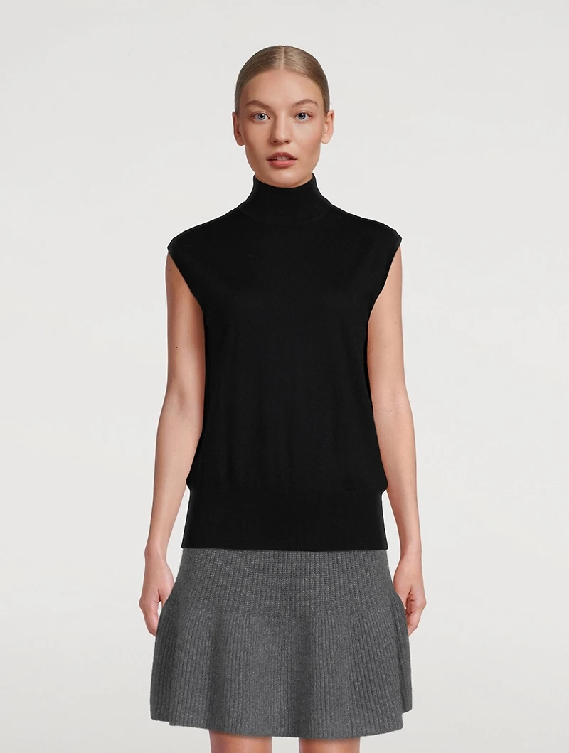 Cynthia Sleeveless Cashmere Turtleneck