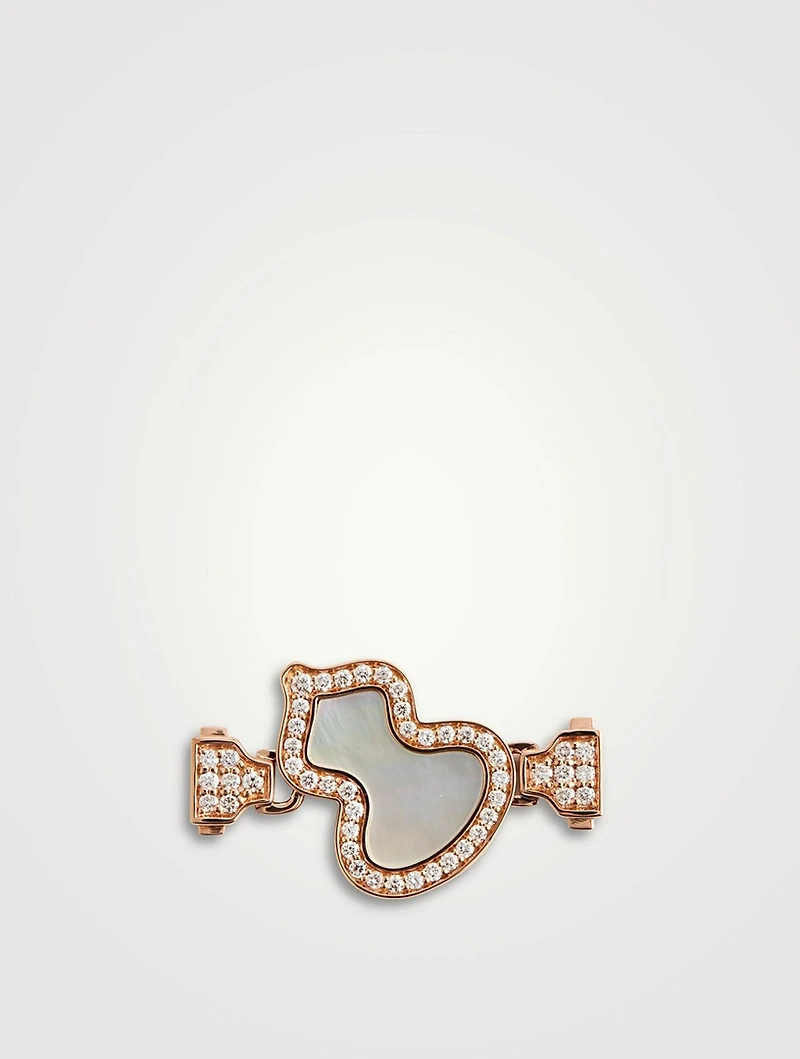 Small 18K Rose Gold Wulu Buckle With Mother-Of-Pearl And Diamonds