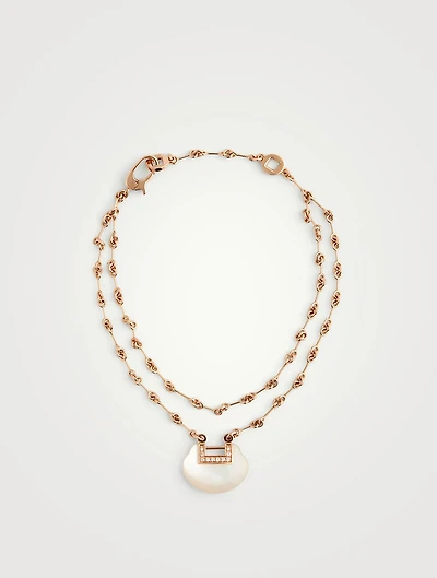 Yu Yi 18K Rose Gold Double Chain Bracelet With Mother-Of-Pearl And Diamonds