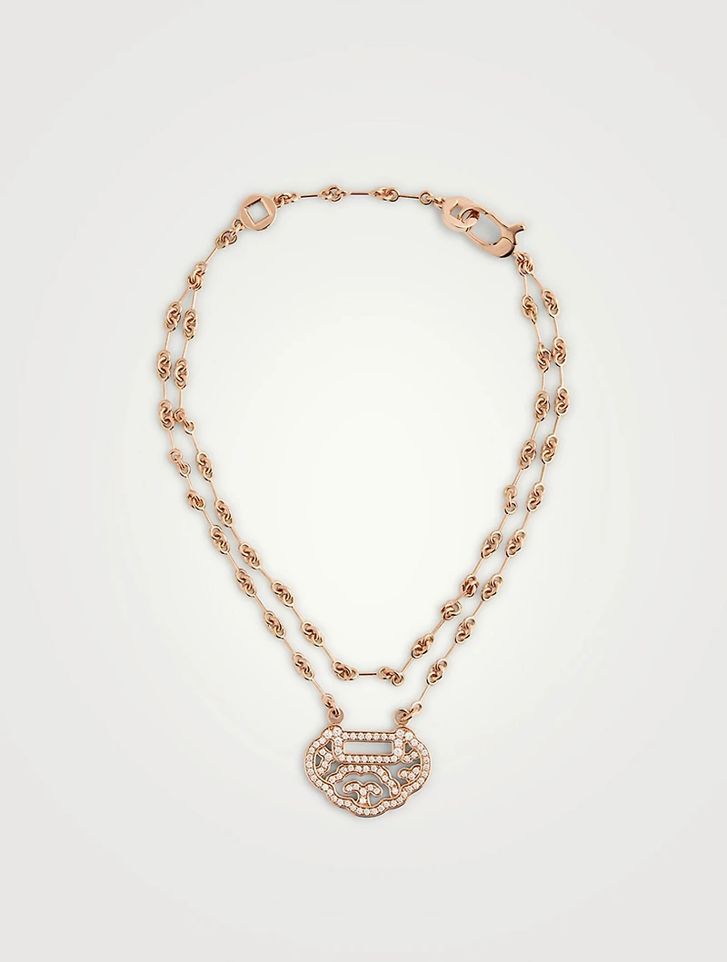 Yu Yi 18K Rose Gold Double Chain Bracelet With Diamonds