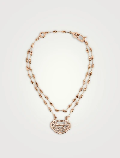 Yu Yi 18K Rose Gold Double Chain Bracelet With Diamonds