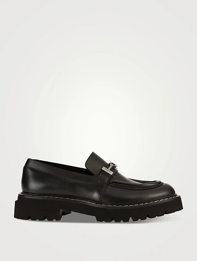 Leather Loafers With Gancini Ornament