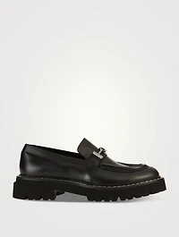 Leather Loafers With Gancini Ornament