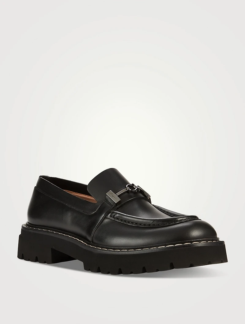 Leather Loafers With Gancini Ornament