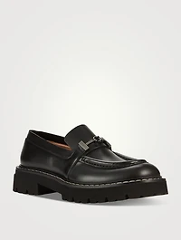Leather Loafers With Gancini Ornament