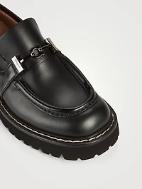Leather Loafers With Gancini Ornament