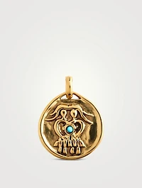 Medium 24K Gold Plated Gemini Charm With Turquoise