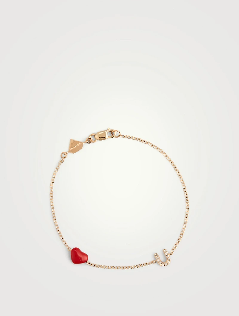 14K Gold Love U Bracelet With Diamonds