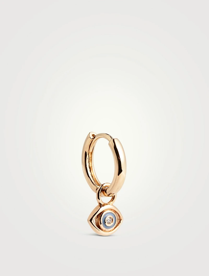 14K Gold Evil Eye Huggie Hoop Earring