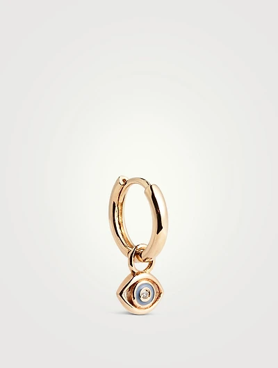 14K Gold Evil Eye Huggie Hoop Earring