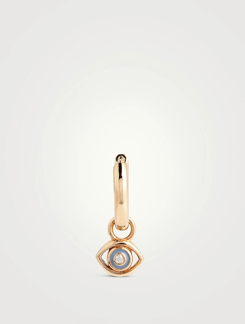 14K Gold Evil Eye Huggie Hoop Earring