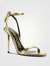 Metallic Leather Sandals With Padlock