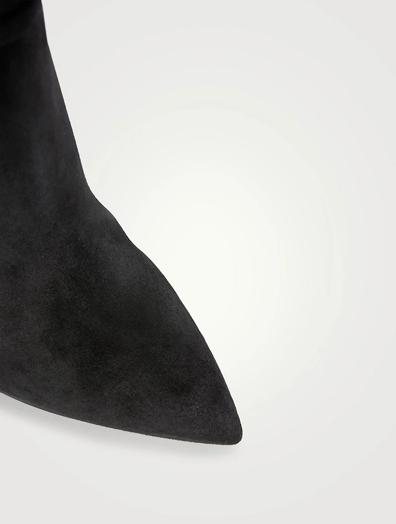 Suede Knee-High Boots With Padlock