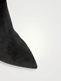 Suede Knee-High Boots With Padlock
