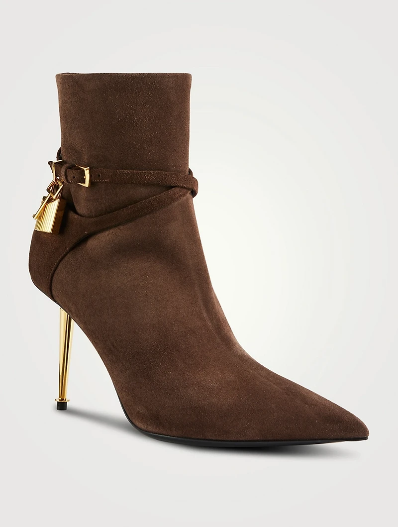 Suede Ankle Boots With Padlock