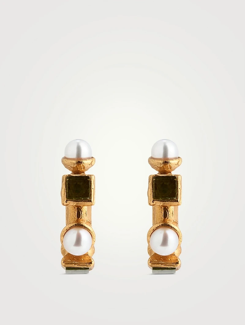 The Traveller's Path Earrings With Pearl And Tourmaline