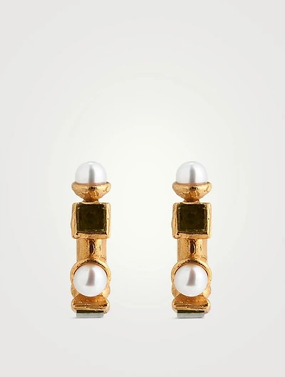 The Traveller's Path Earrings With Pearl And Tourmaline