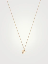 14K Gold Hummingbird Necklace With Diamond