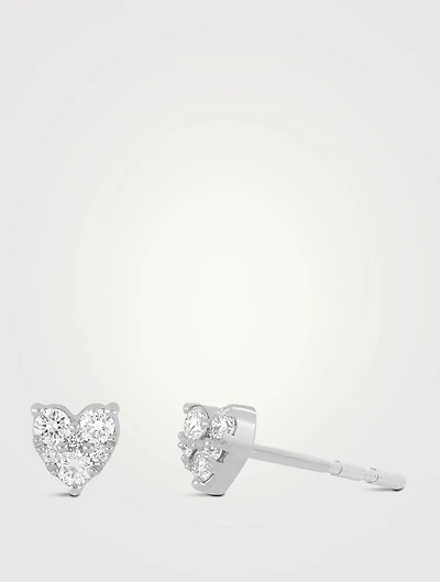 14K Gold Heart Stud Earrings With Diamonds