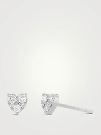 14K Gold Heart Stud Earrings With Diamonds