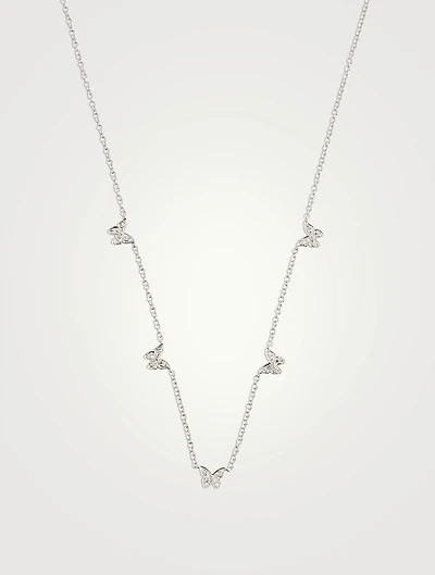 14K Gold Butterfly Necklace With Diamonds