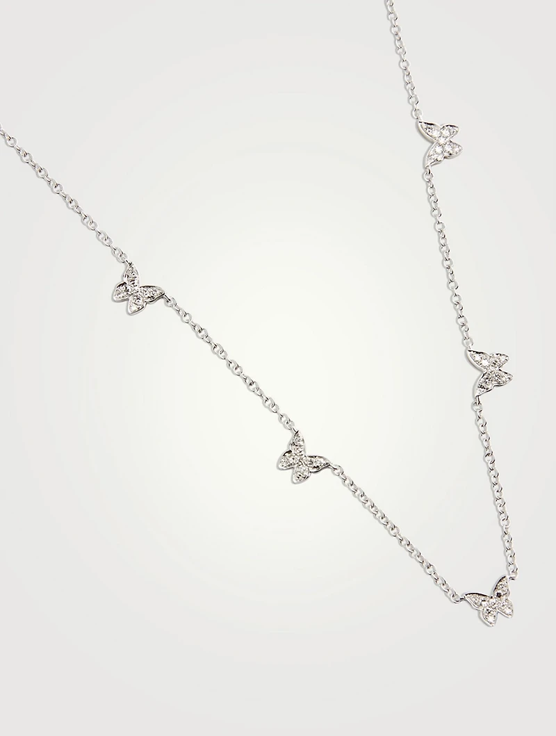 14K Gold Butterfly Necklace With Diamonds