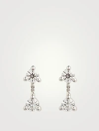 14K Gold Double Solitaire Diamond Chain Stud Earrings