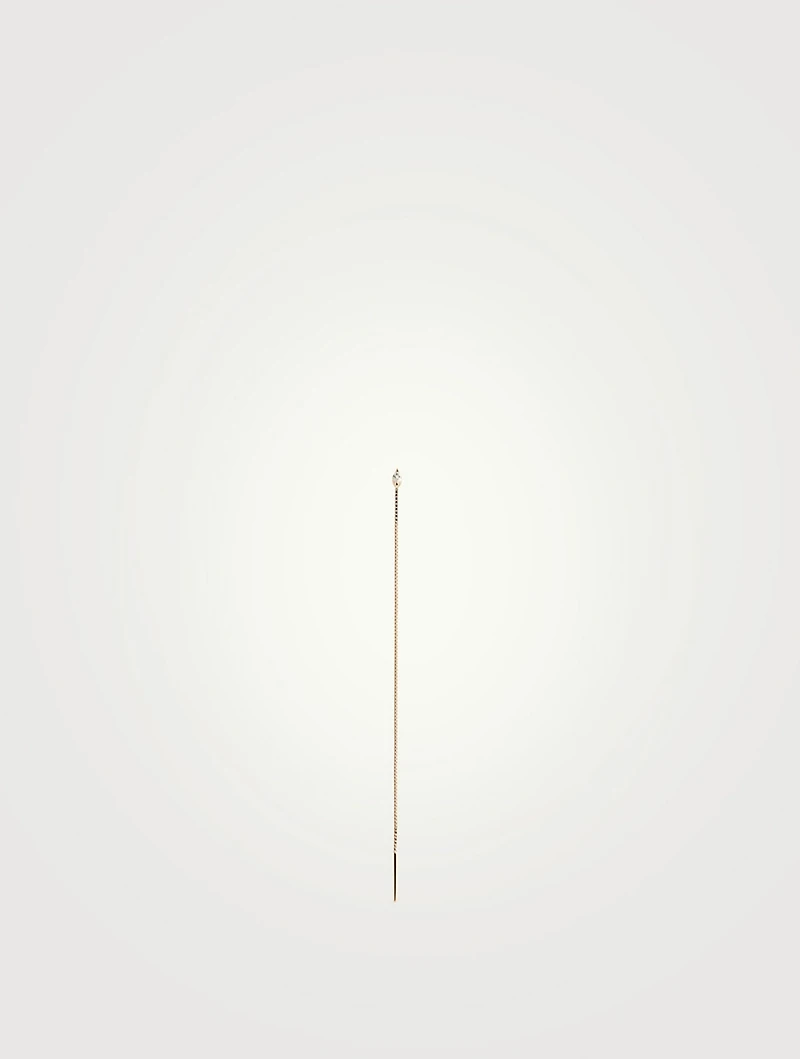 14K Gold Threader Earring With Diamond