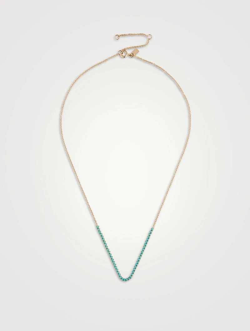 14K Gold Necklace With Turquoise