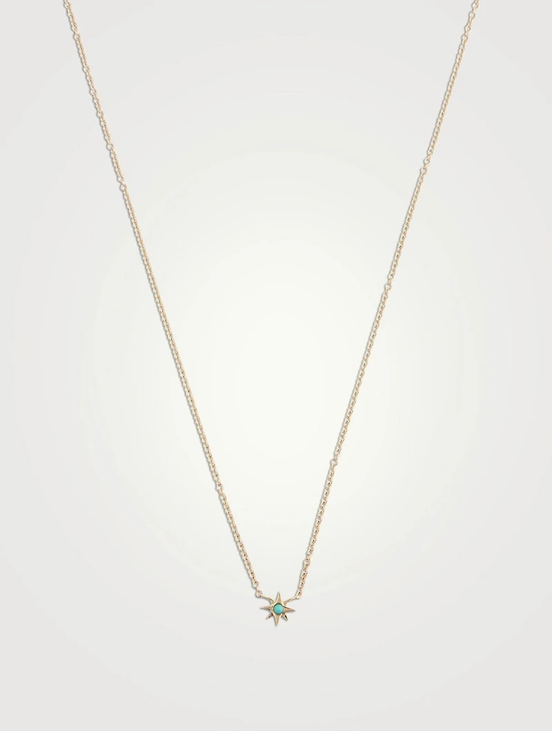 14K Gold Starburst Necklace With Turquoise