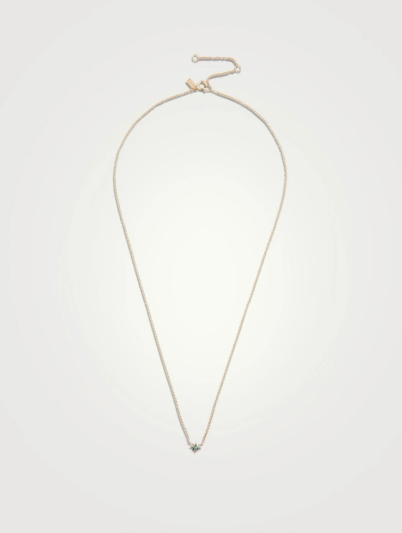 14K Gold Starburst Necklace With Turquoise