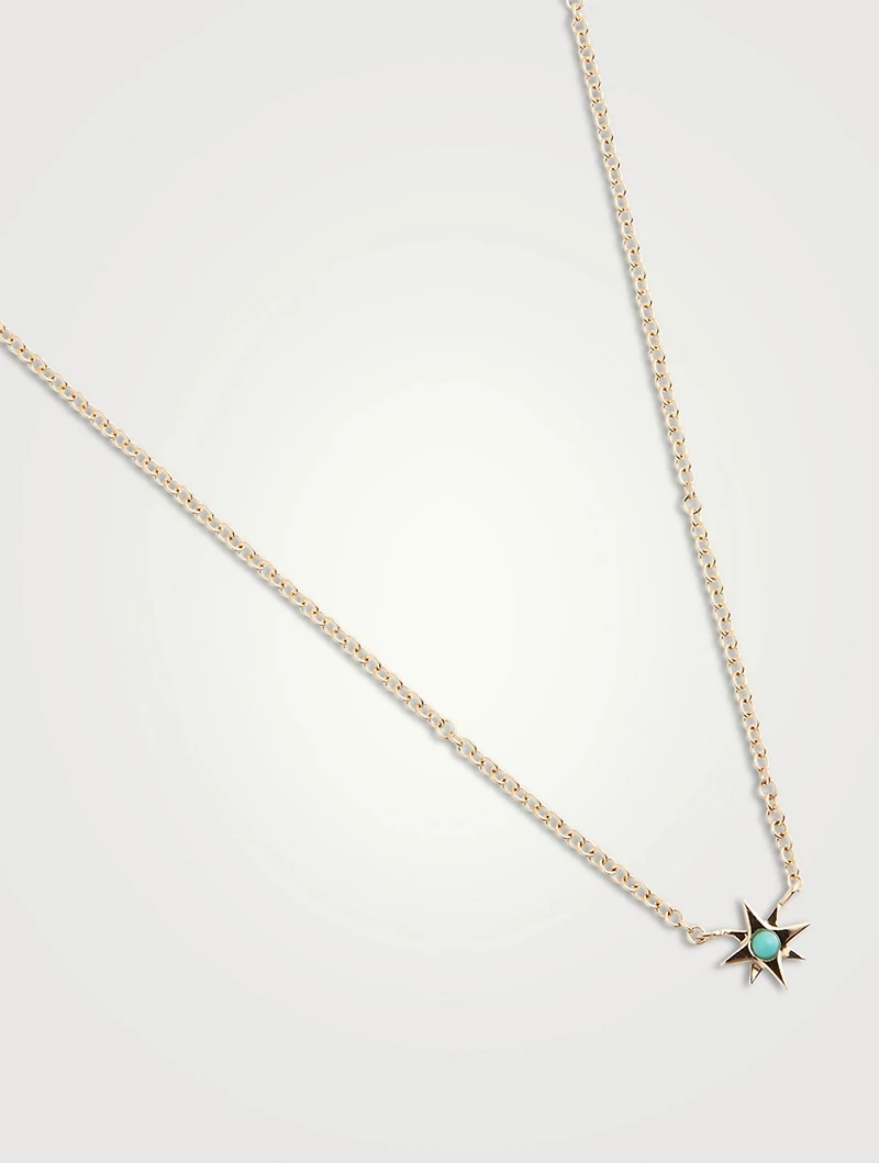 14K Gold Starburst Necklace With Turquoise