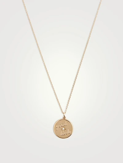 14K Gold Good Luck Necklace With Diamond