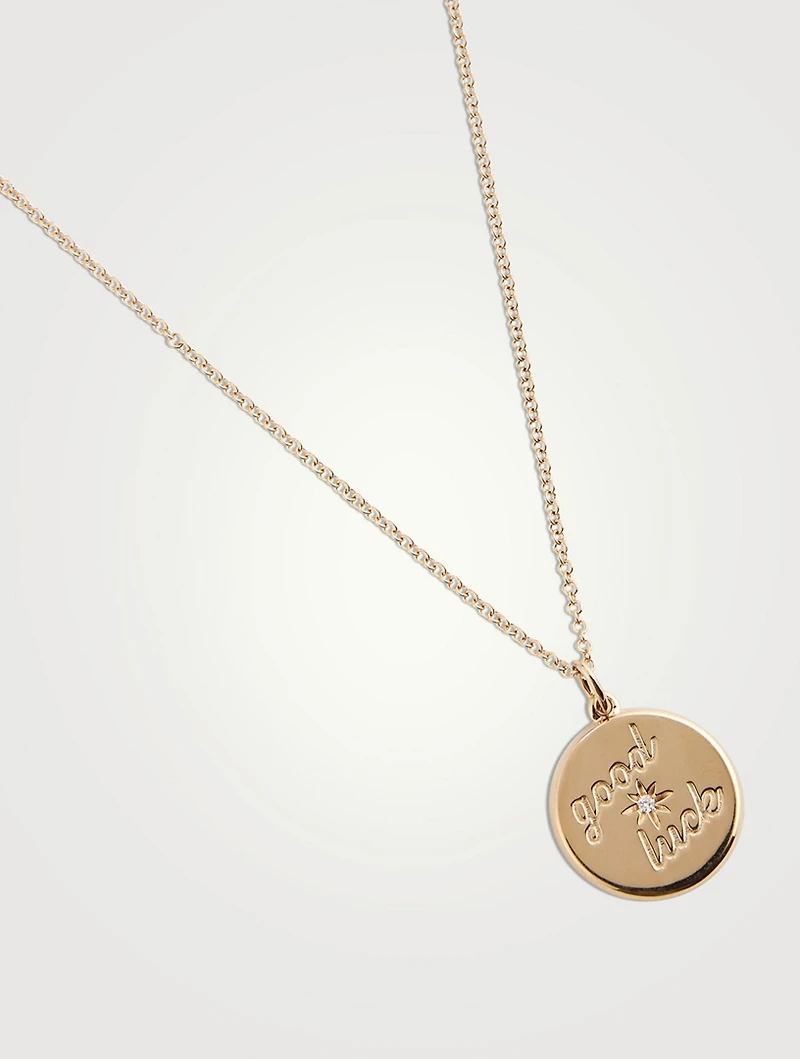 14K Gold Good Luck Necklace With Diamond