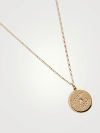 14K Gold Good Luck Necklace With Diamond