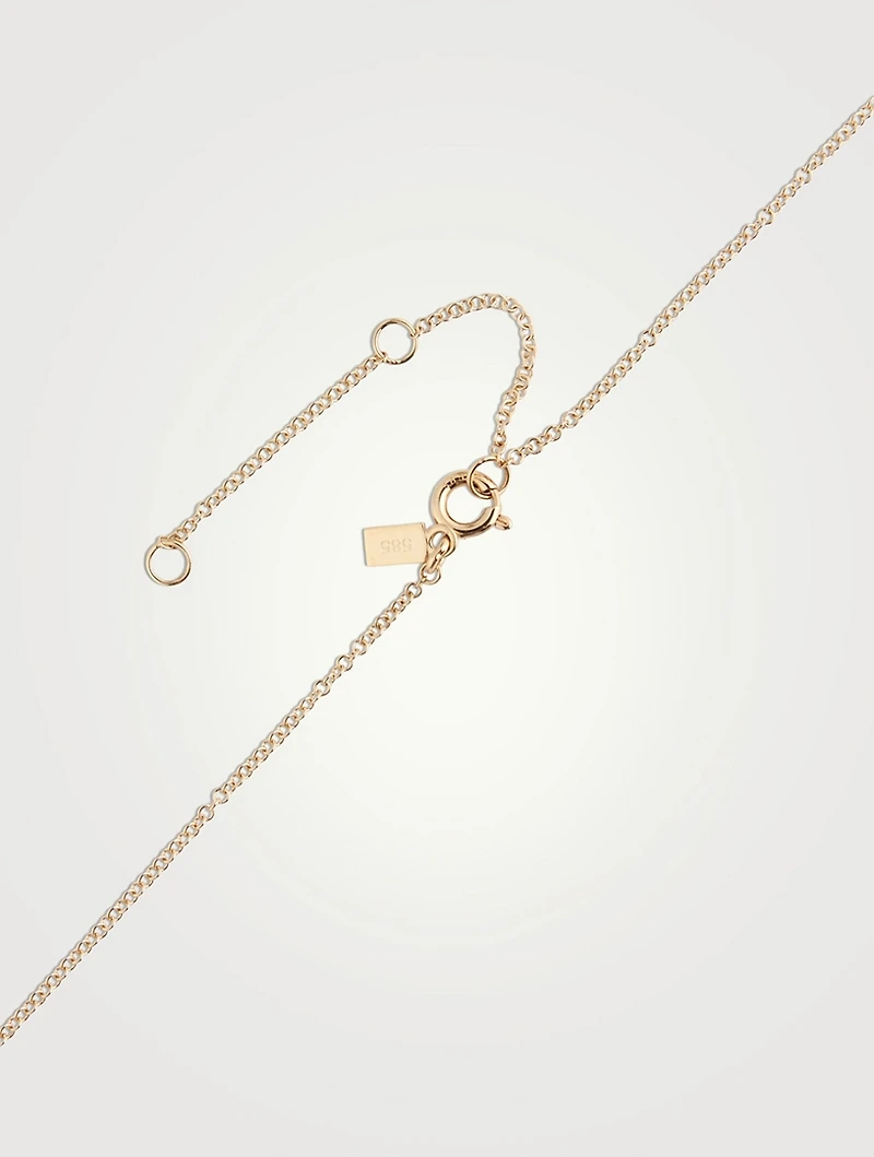 14K Gold Good Luck Necklace With Diamond