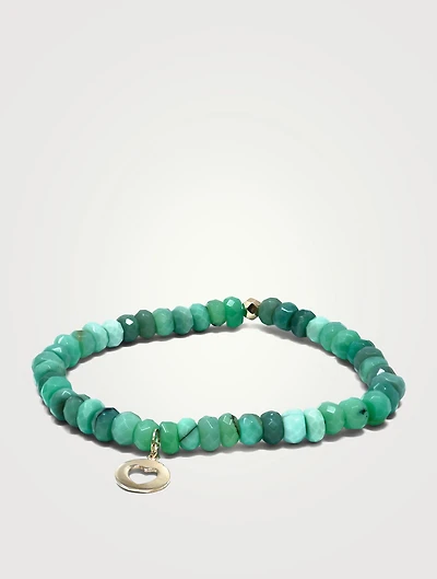 Bohème 14K Gold Heart Charm Beaded Chrysoprase Bracelet