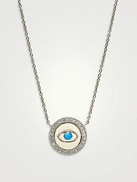 Classique Royale 14K Gold Evil Eye Necklace With Turquoise And Diamonds