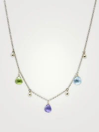 Dew Drop 14K Gold Briolette Necklace With Gemstones